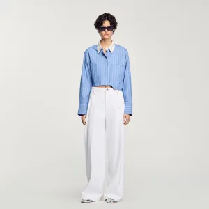 Astrid Striped Cropped Shirt Sky Blue