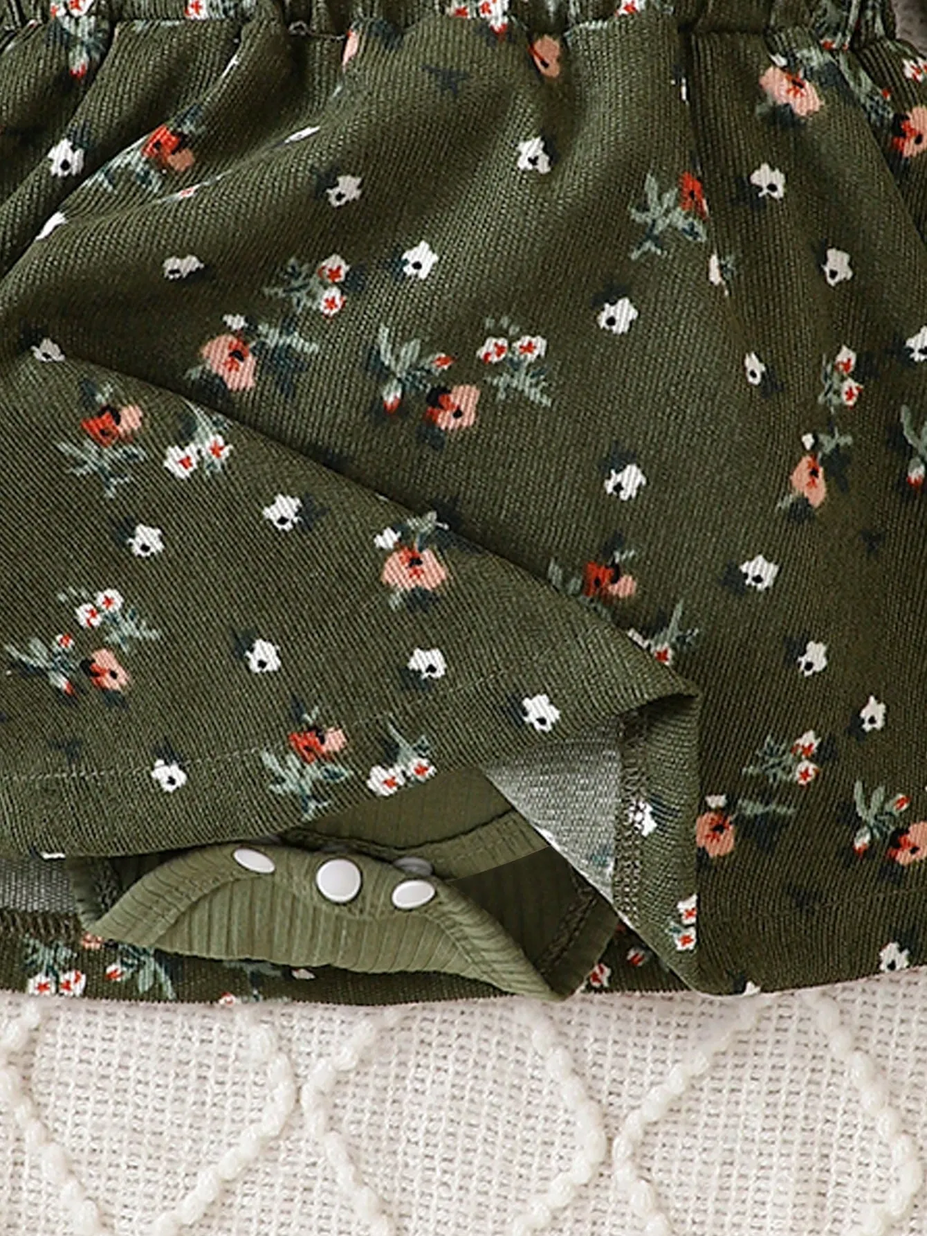 Baby Girl Casual Solid Color Long-Sleeved Bodysuit And Floral Suspender Skirt Suit Autumn And Winter