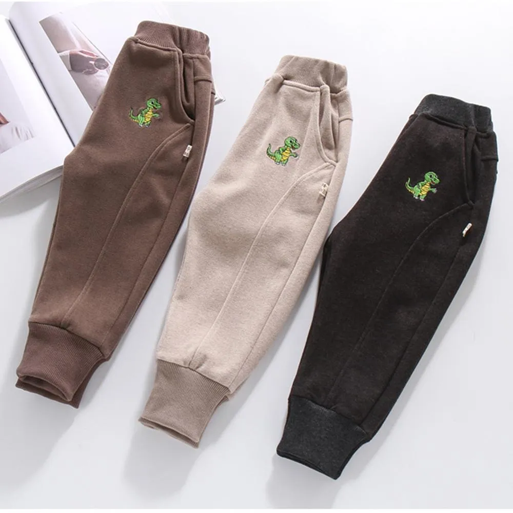 Boys Dinosaur Solid Pocket Pants