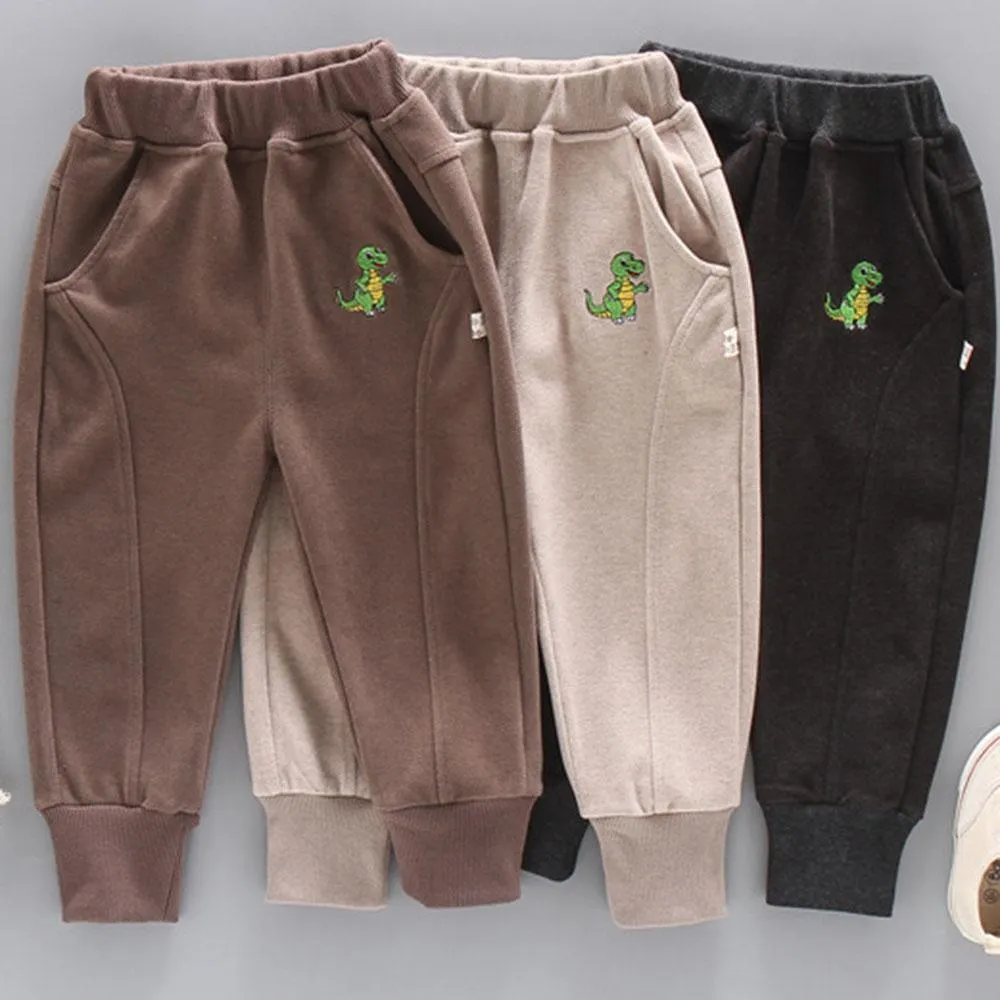 Boys Dinosaur Solid Pocket Pants