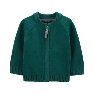 Carter's Infants Zipper Bag Cardigan Dark Green 1J182510