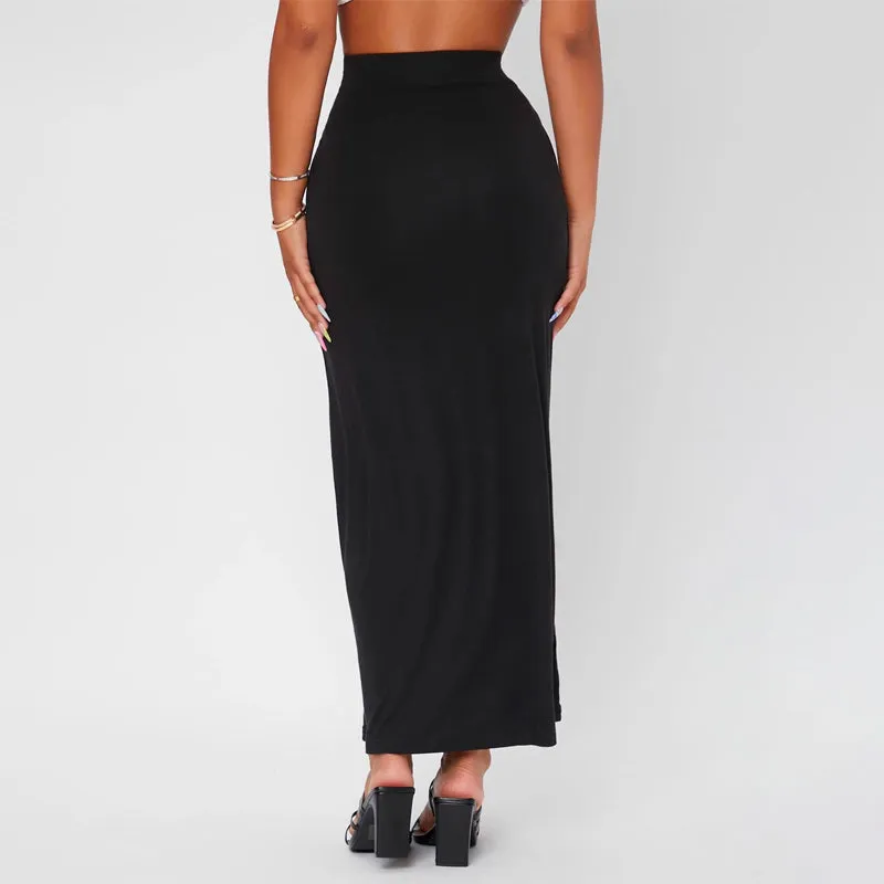 Casual High Waist Solid Pencil Skirt