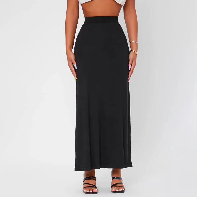 Casual High Waist Solid Pencil Skirt