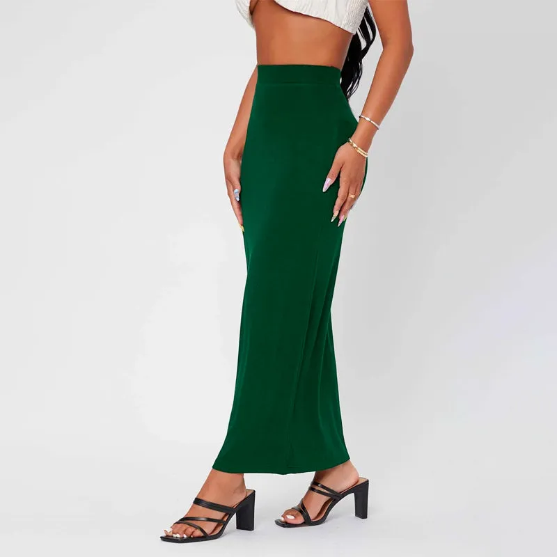 Casual High Waist Solid Pencil Skirt