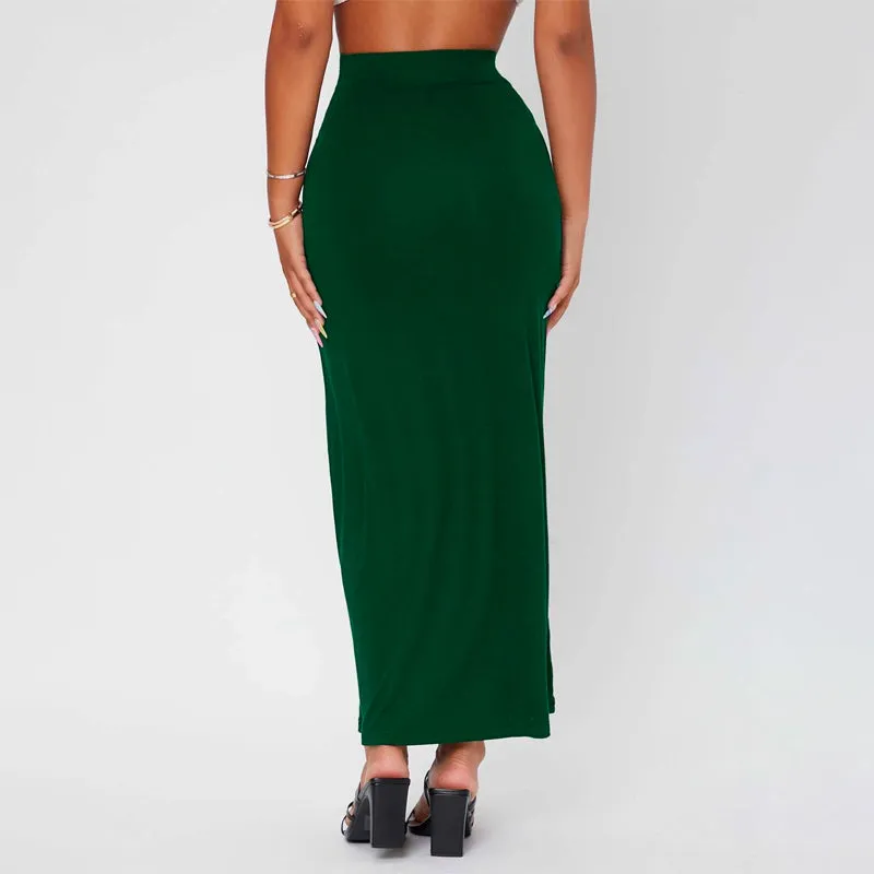 Casual High Waist Solid Pencil Skirt