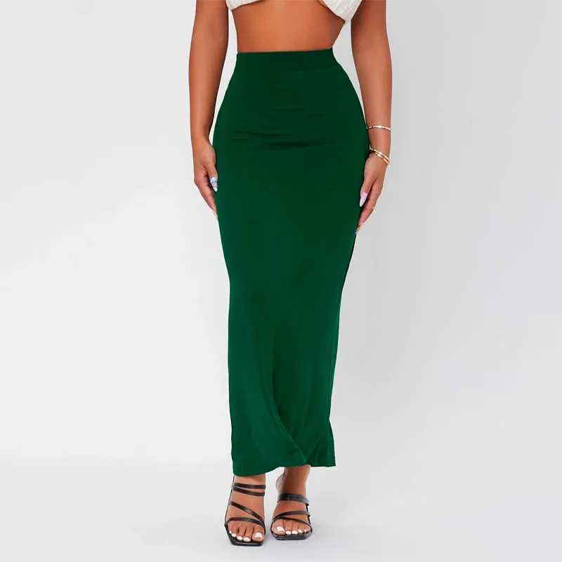 Casual High Waist Solid Pencil Skirt