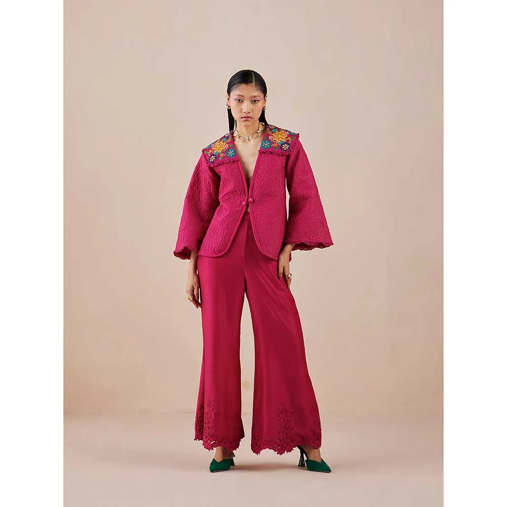 CHANDRIMA Fuchsia Quilted And Embroidered Jacket