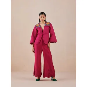 CHANDRIMA Fuchsia Quilted And Embroidered Jacket