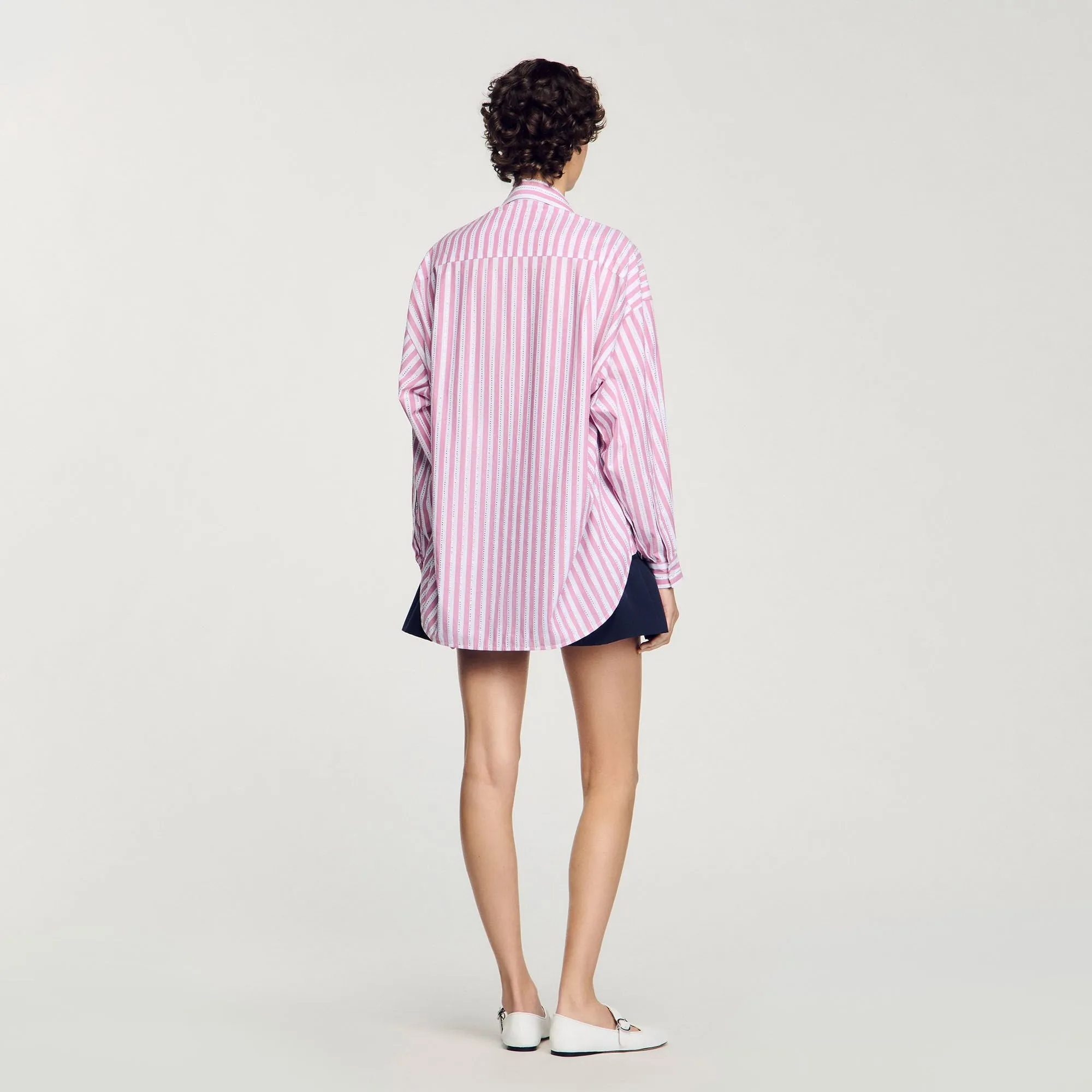 Charlie Striped Rhinestone Shirt Pink
