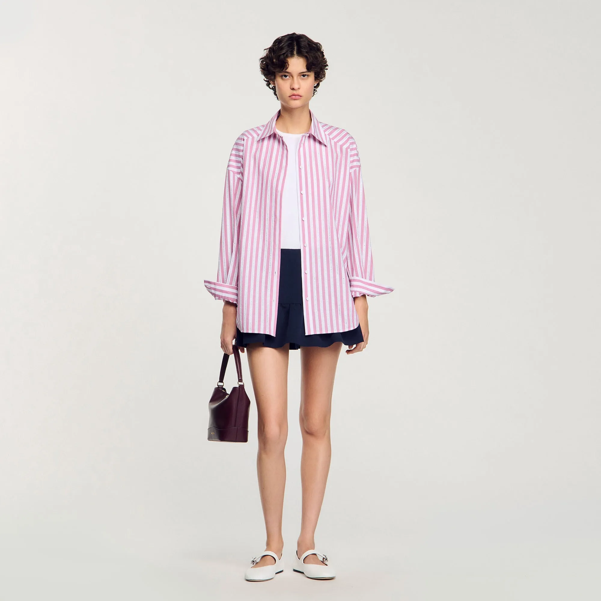 Charlie Striped Rhinestone Shirt Pink