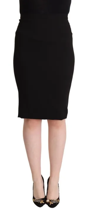 Chic High Waist Pencil Skirt in Black