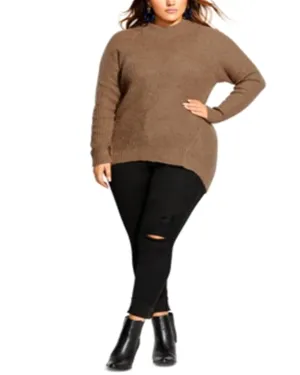 City Chic Women's Trendy Plus Striking Sweater Brown Size 16W | Brown
