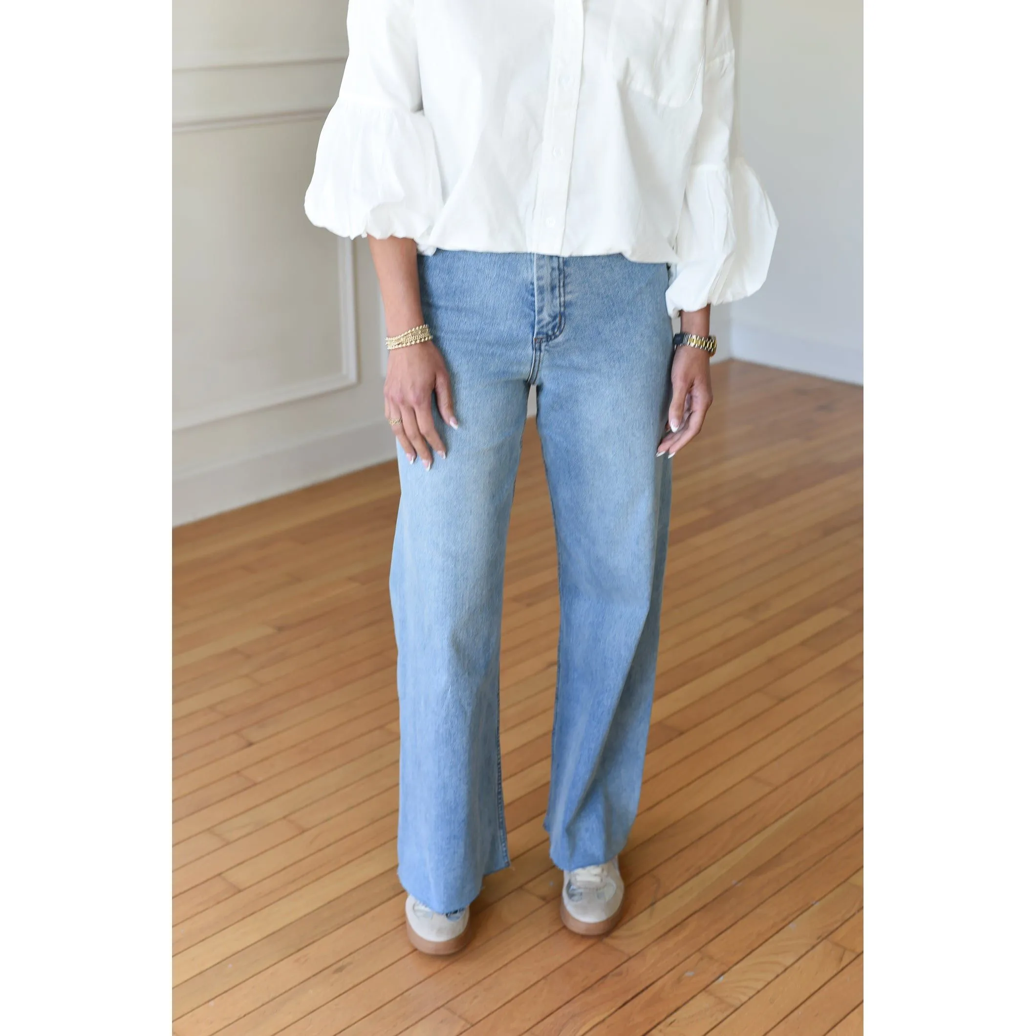 Claire Straight Wide Leg Denim Pants