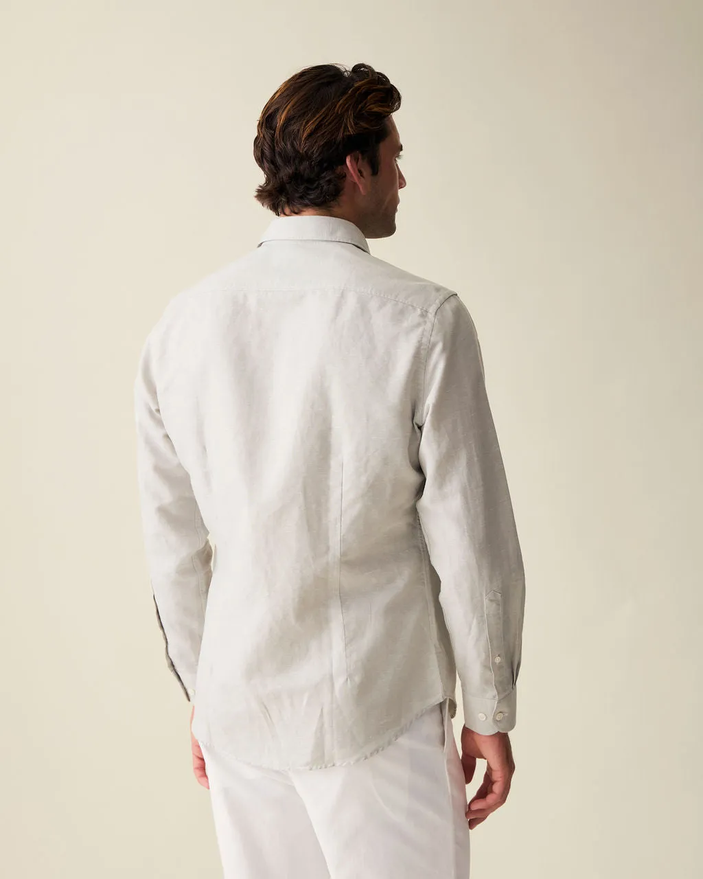 Classic Greige Linen-Blend Shirt