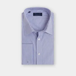 Contemporary Fit, Classic Collar, Double Cuff Blue Fine Bengal Stripe