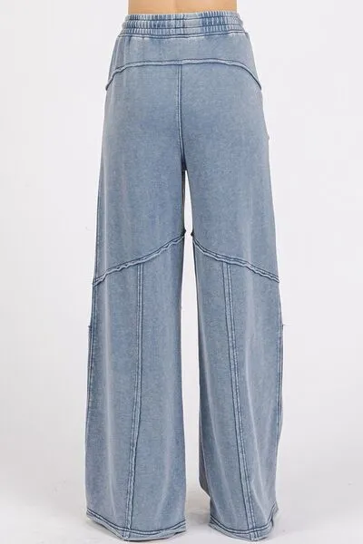 Cozy Comfort Life Mineral Wash Elastic Waist Pants