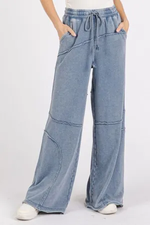 Cozy Comfort Life Mineral Wash Elastic Waist Pants