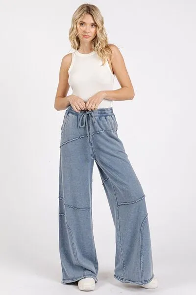 Cozy Comfort Life Mineral Wash Elastic Waist Pants