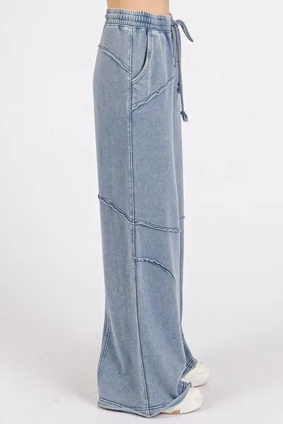 Cozy Comfort Life Mineral Wash Elastic Waist Pants