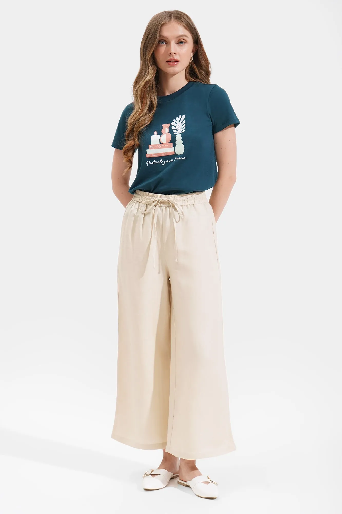 Drawstring Waist Ankle Length Cozy Pants
