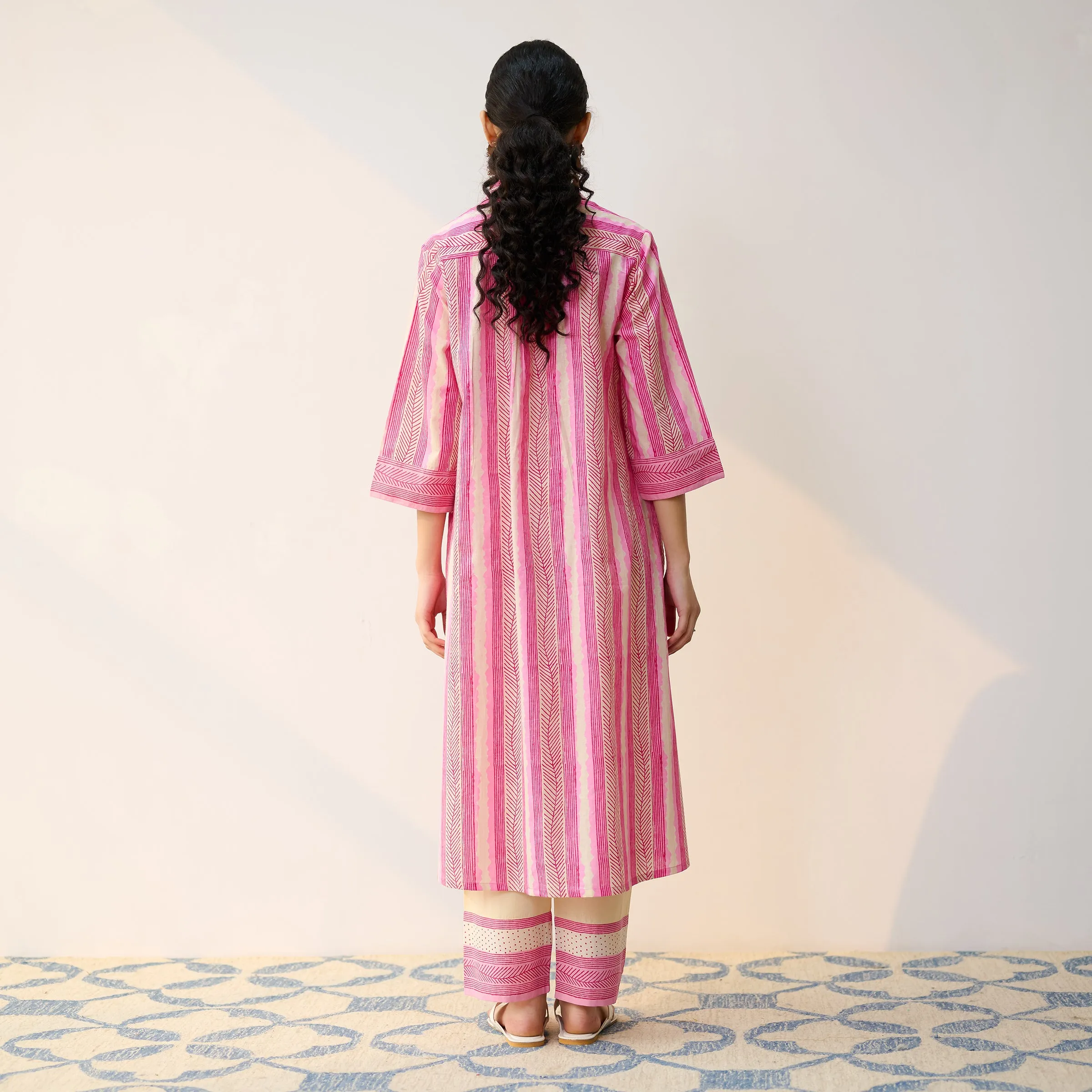 Dusty Pink Cotton Shirt Kurta with Pant