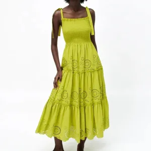 ELEGANT BOWKNOT EMBROIDERED STITCHING DRESS
