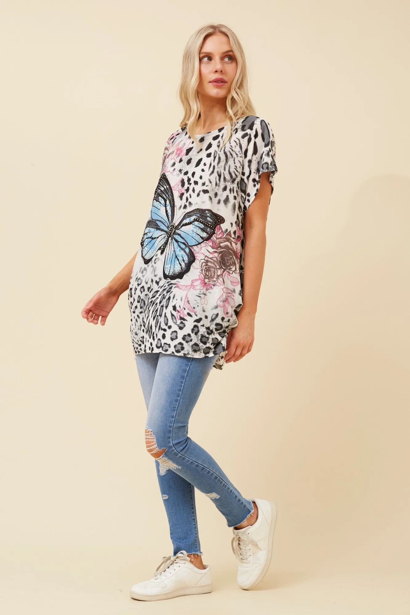 EXCELINA BUTTERLFY PRINT TOP