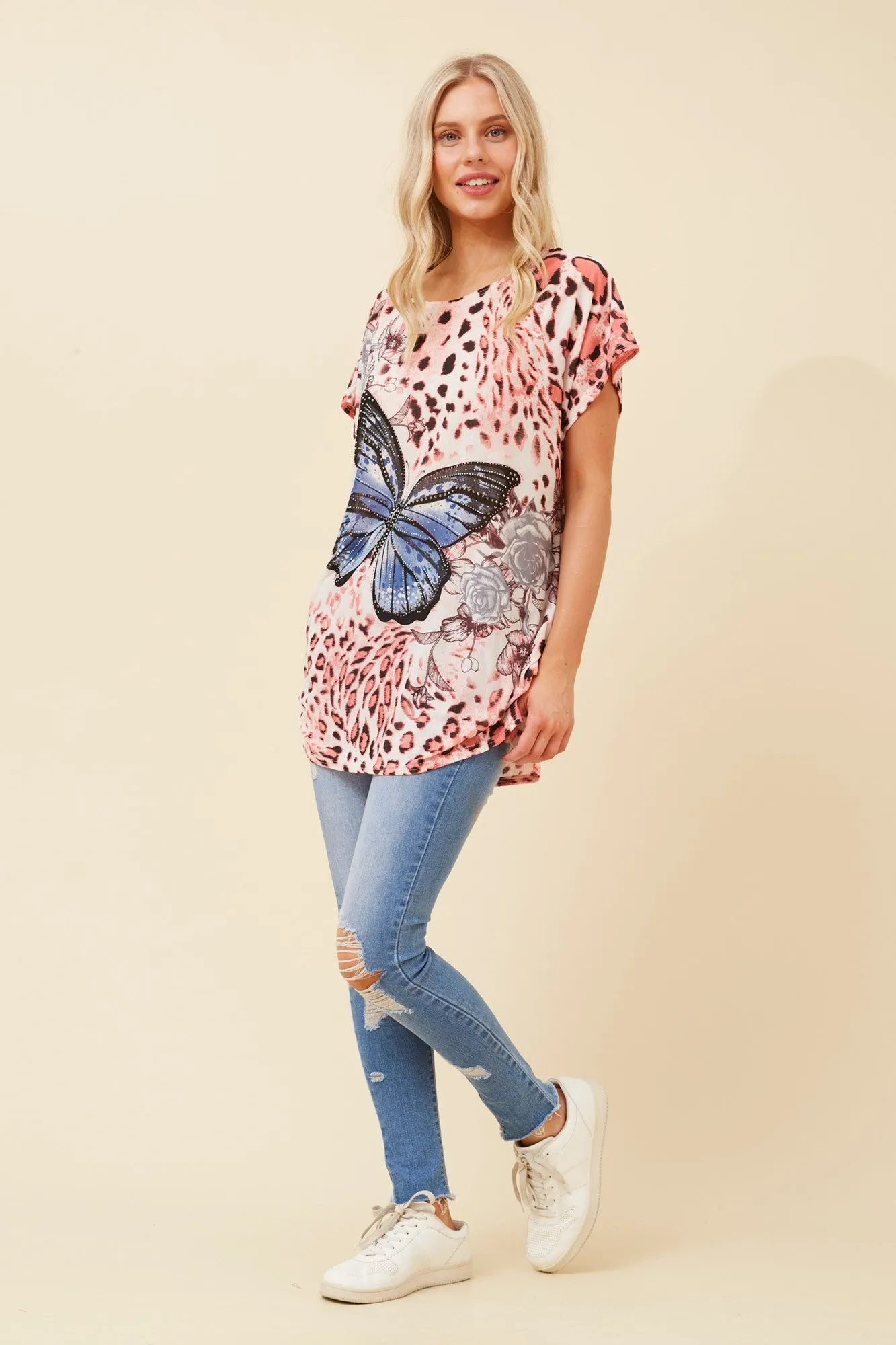 EXCELINA BUTTERLFY PRINT TOP