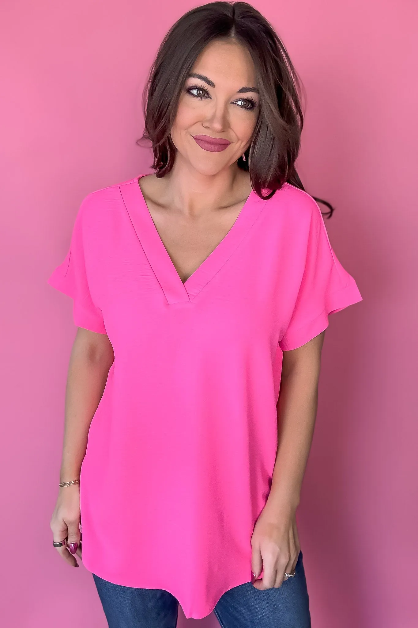 Expecting Fun Fuchsia Top