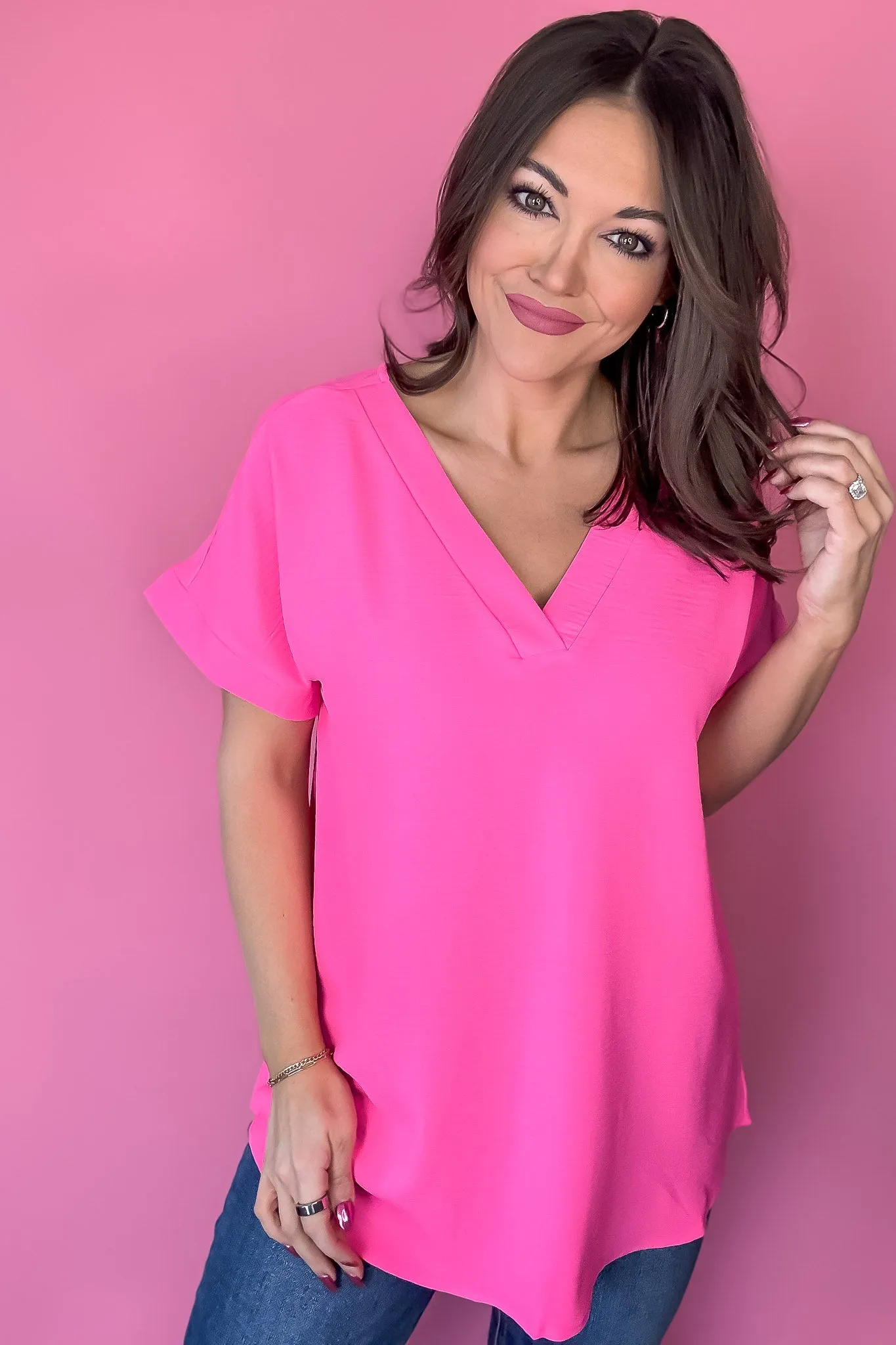 Expecting Fun Fuchsia Top