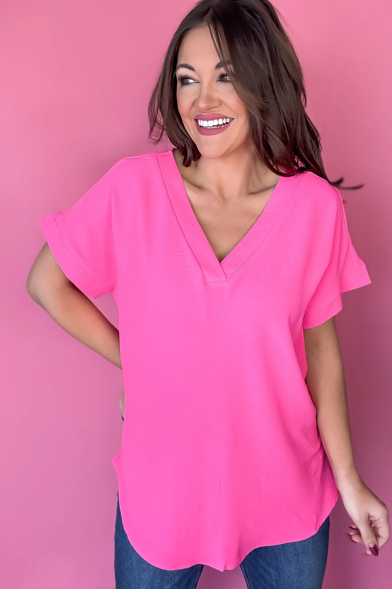 Expecting Fun Fuchsia Top