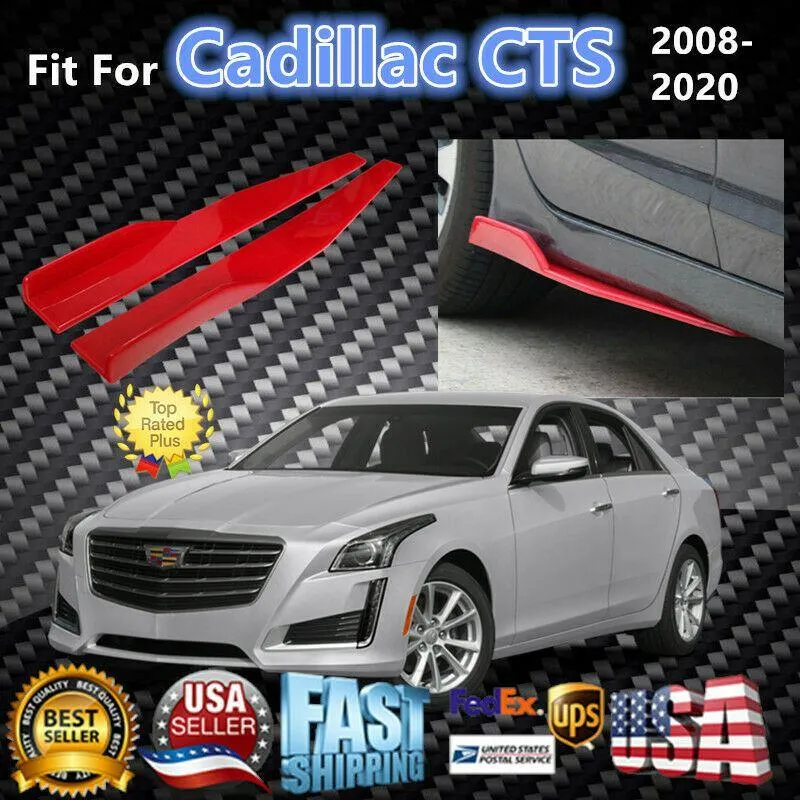 Fit 2008-2020 Cadillac CTS Side Skirts Splitters Spoiler Diffuser Wings (Red)