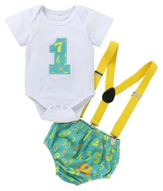 Fun Print Boy's First Birthday Outfit