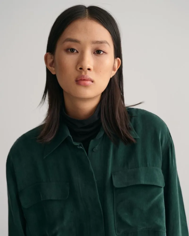 Gant Apparel Womens RELAXED UTILITY SHIRT 374/TARTAN GREEN
