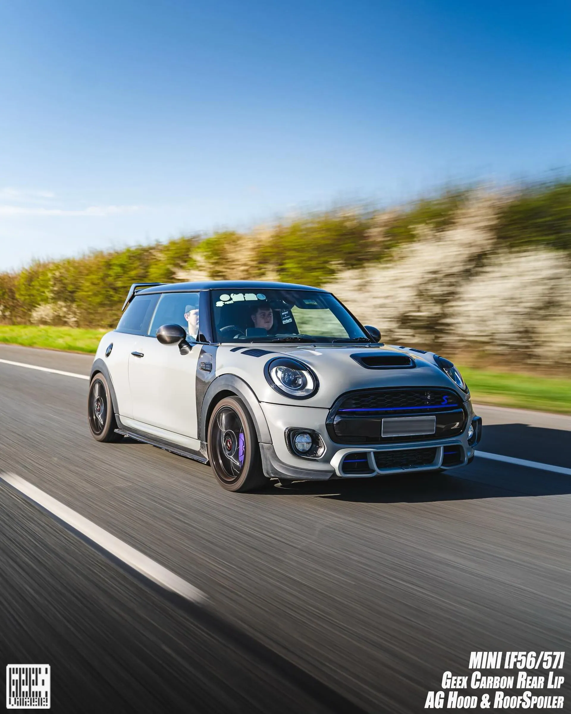 Geex Village Side Skirts for MINI Cooper JCW S Base F56 2014-ON (Fits Both Pre-LCI & LCI) Carbon Fiber/FRP