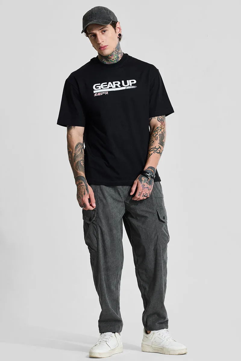 Grey Relaxed Fit Corduroy Cargo Pants