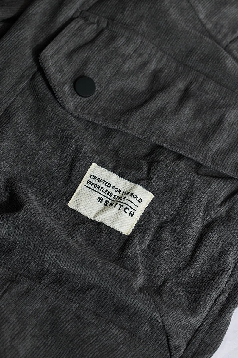 Grey Relaxed Fit Corduroy Cargo Pants