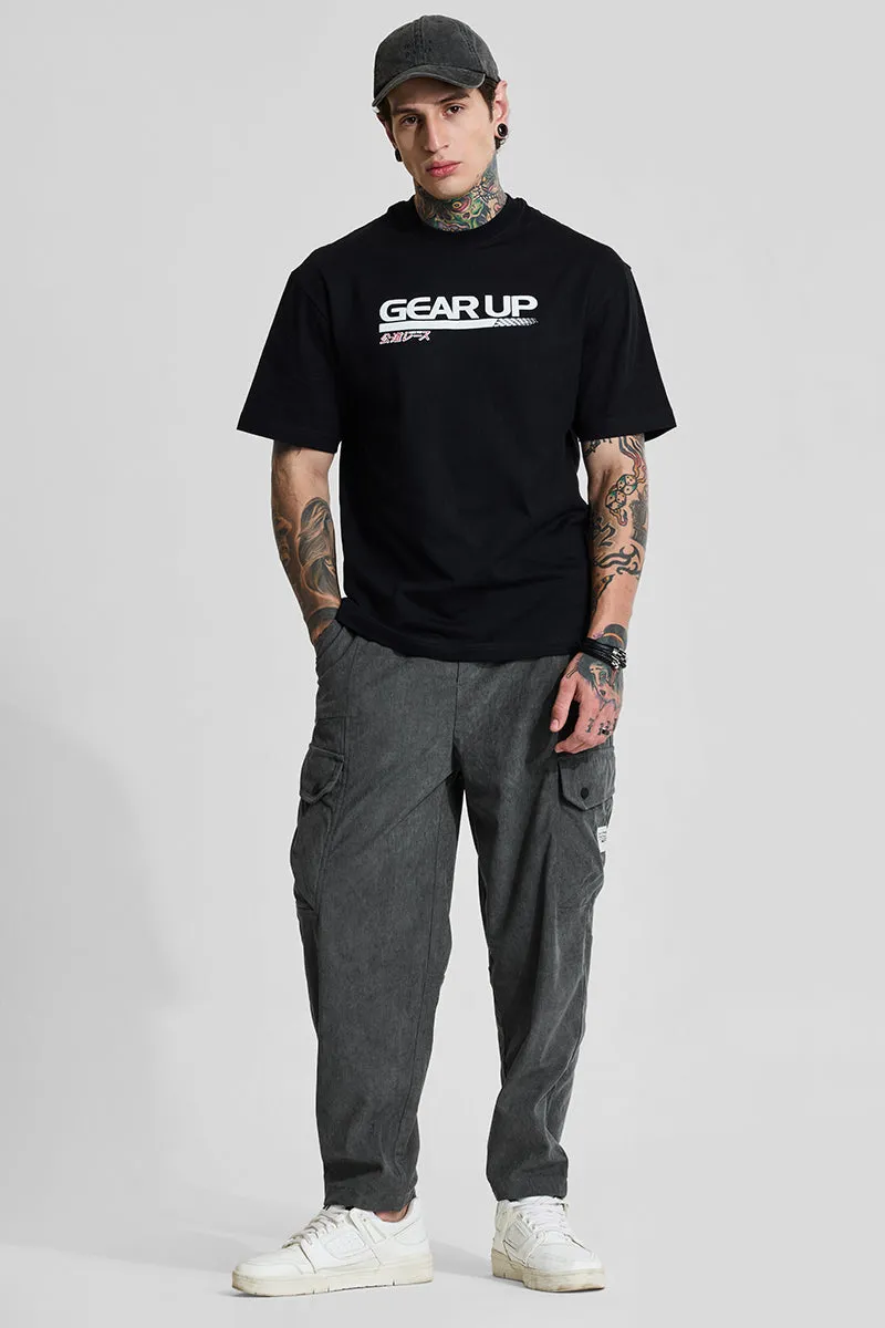 Grey Relaxed Fit Corduroy Cargo Pants