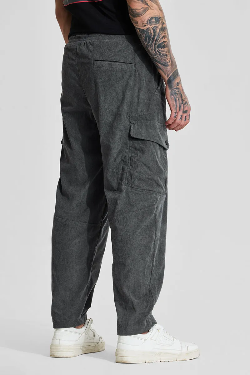 Grey Relaxed Fit Corduroy Cargo Pants