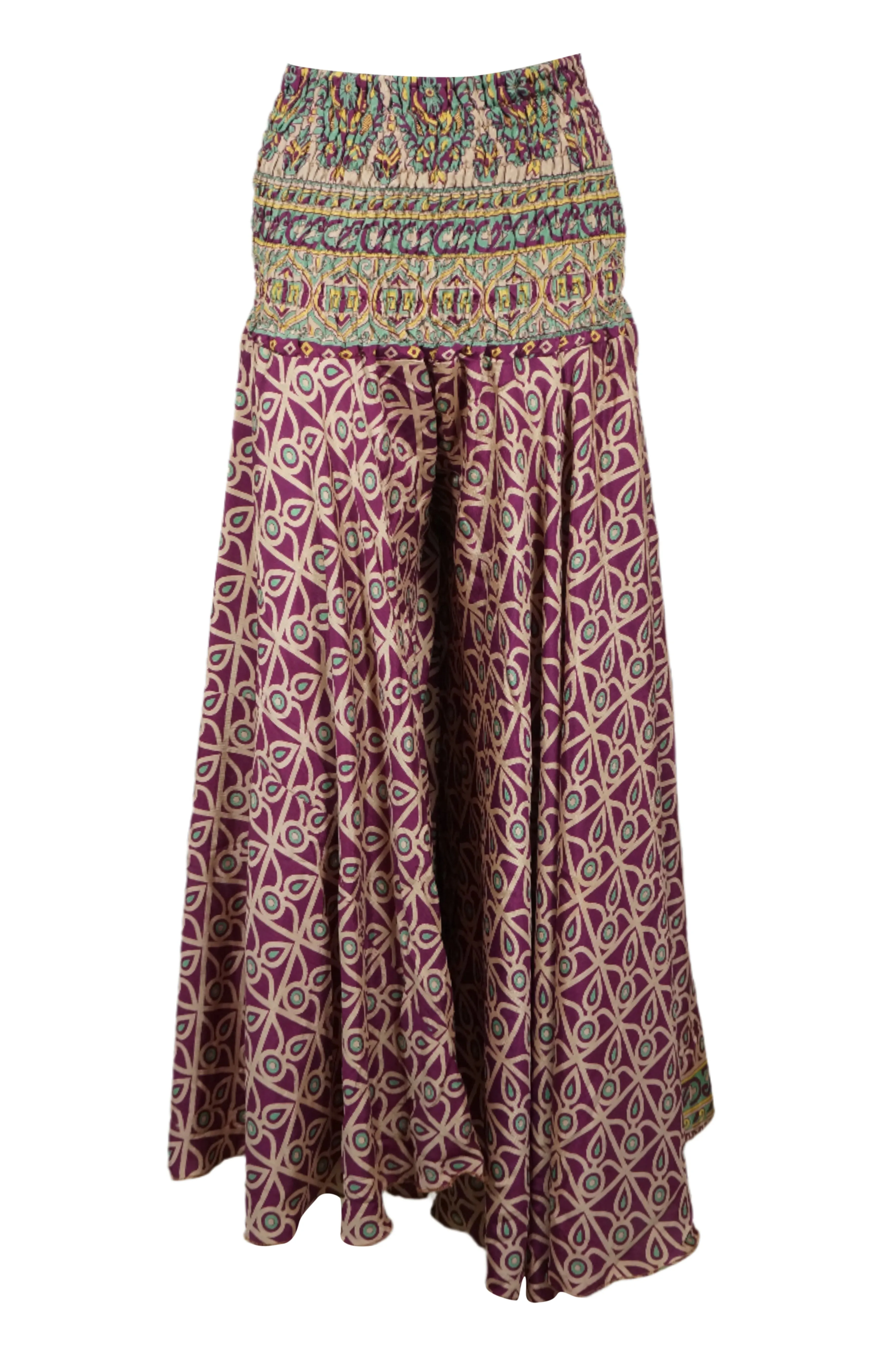Handmade Bohemian Wide-Leg Pants in Deep Maroon – Flowy & Elegant SM
