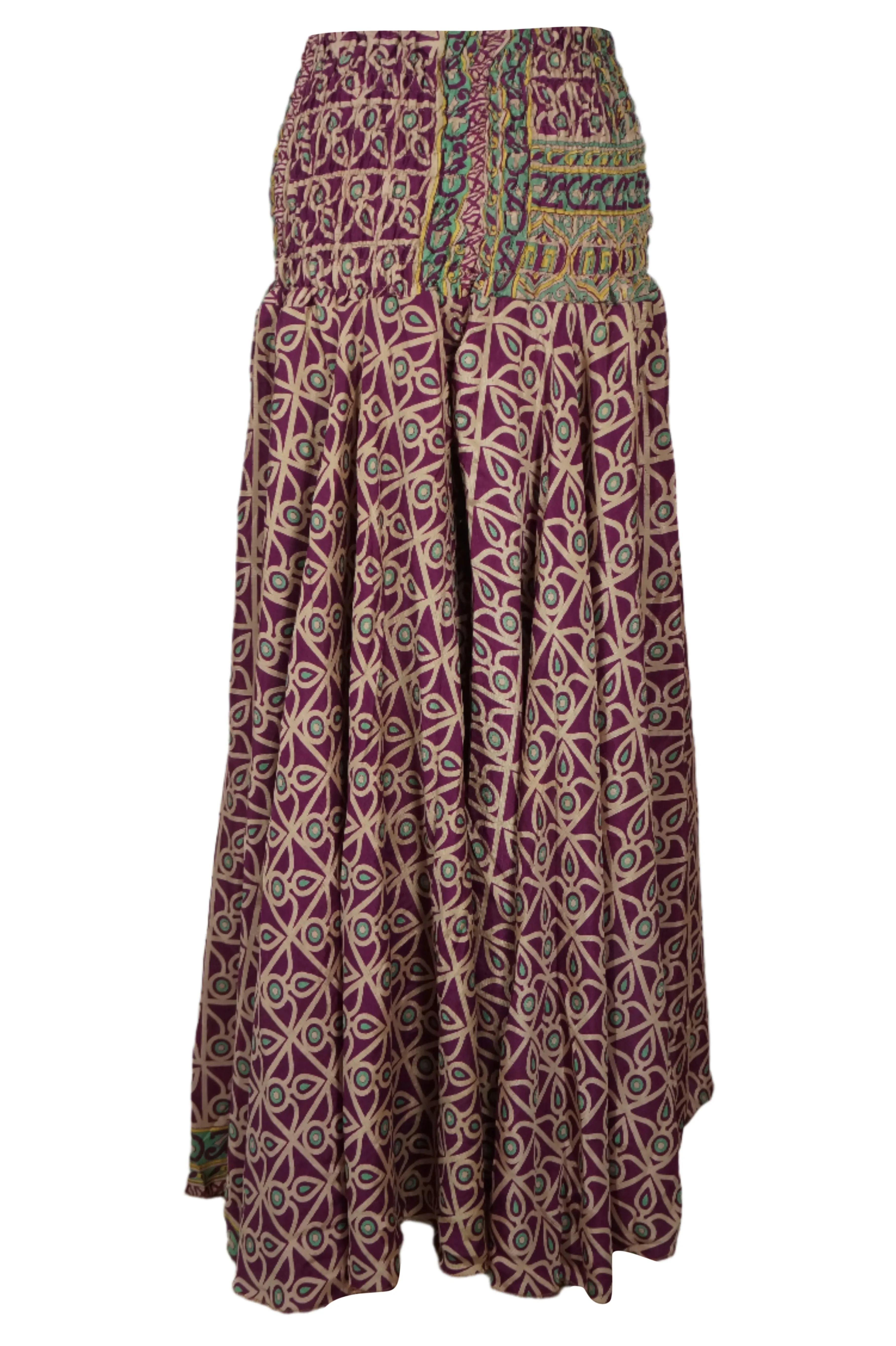 Handmade Bohemian Wide-Leg Pants in Deep Maroon – Flowy & Elegant SM