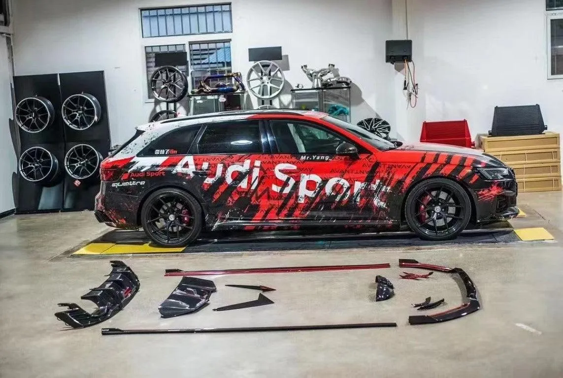 Karbel Carbon Side Skirts for Audi RS4 B9 / B9.5 2018-ON Pre-preg Carbon Fiber
