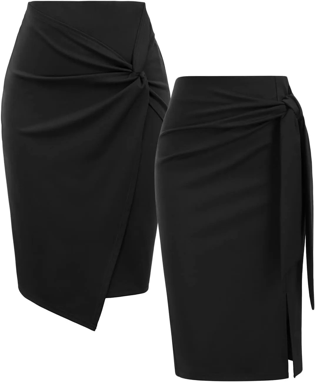 Kate Kasin 2 Piece Pencil Skirts for Women High Waist Business Skirt Black Large