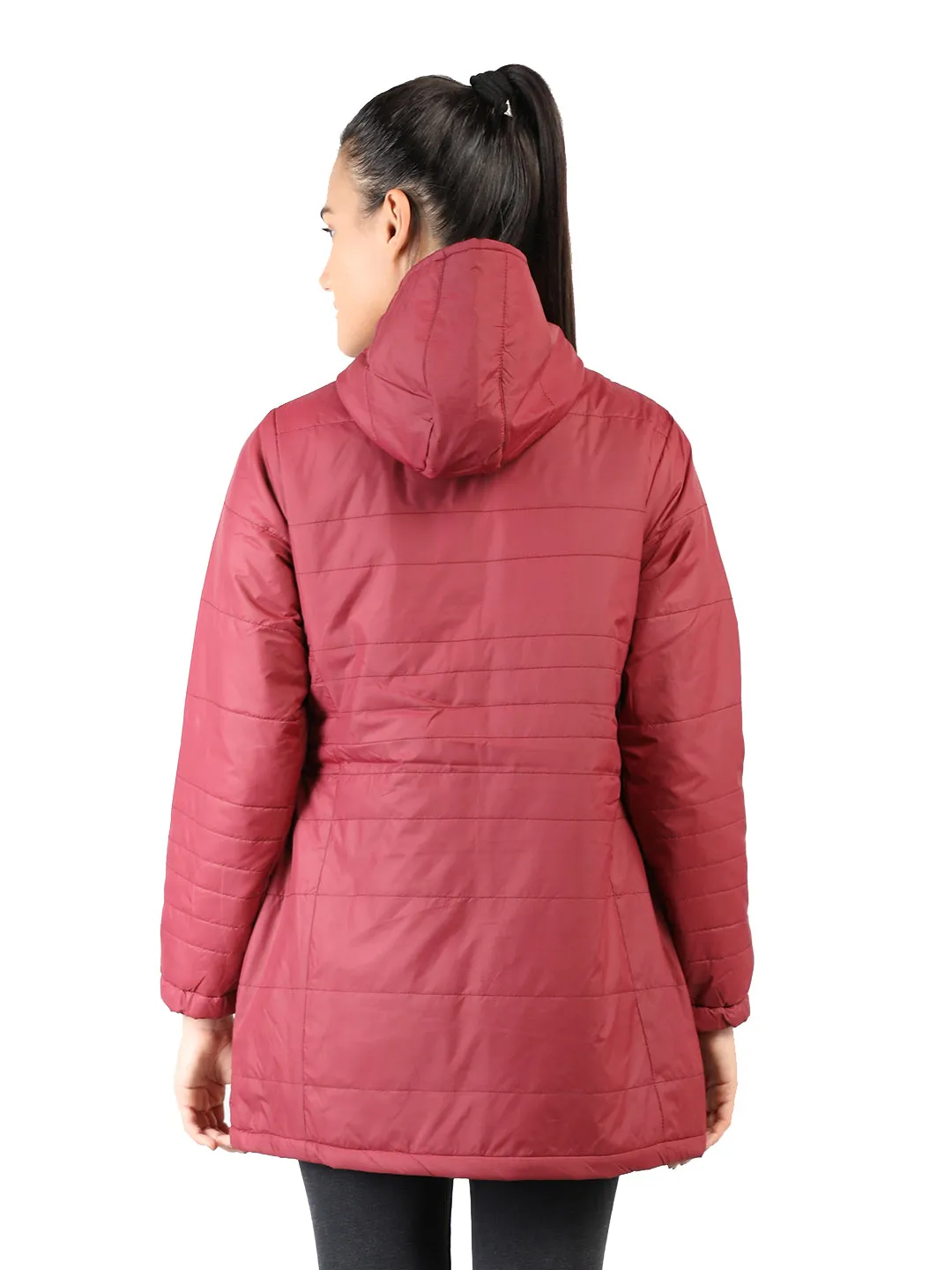 Livfree Ladies Full Sleeve Hoody Solid Regular Fit Jacket- Maroon