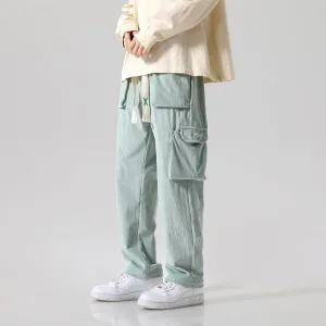 Loose All-matching Corduroy Multi-pocket Straight Cargo Pants