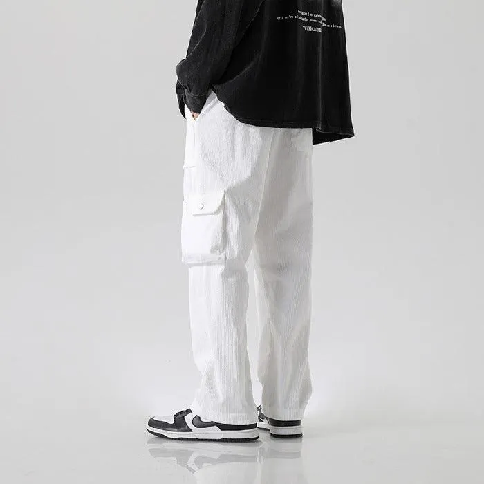 Loose All-matching Corduroy Multi-pocket Straight Cargo Pants