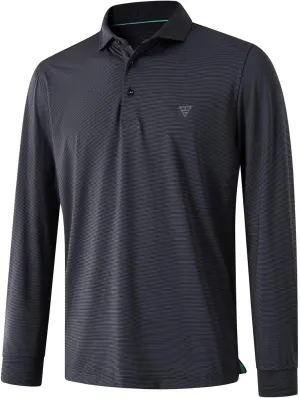M MAELREG Short and Long Sleeve Polo Shirts for Men Dry Fit Performance Moisture Wicking Sport Pin Striped Mens Golf Shirts