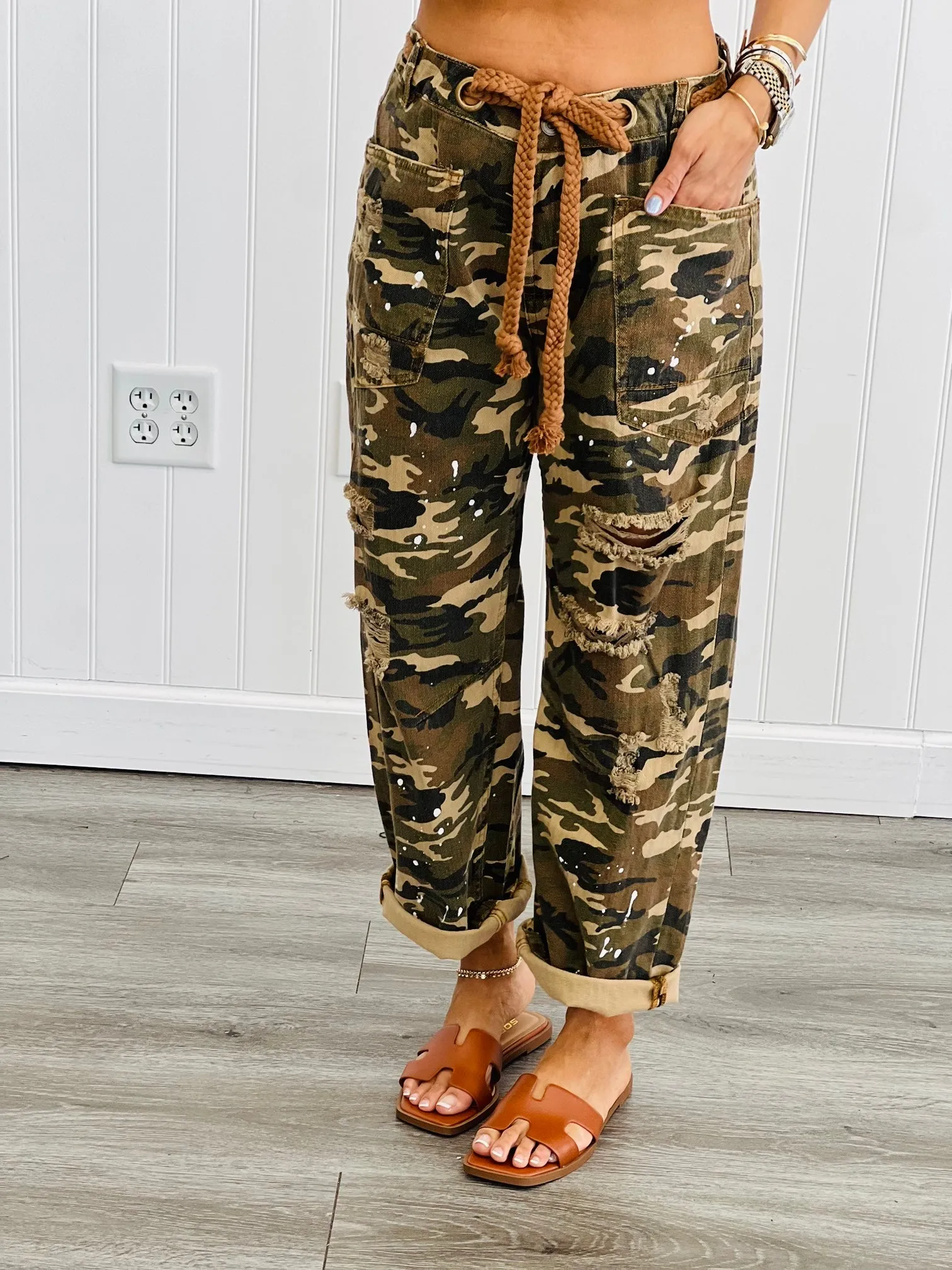 Oli & Hali Distressed Camo Pants (Reg.)-2 Colors