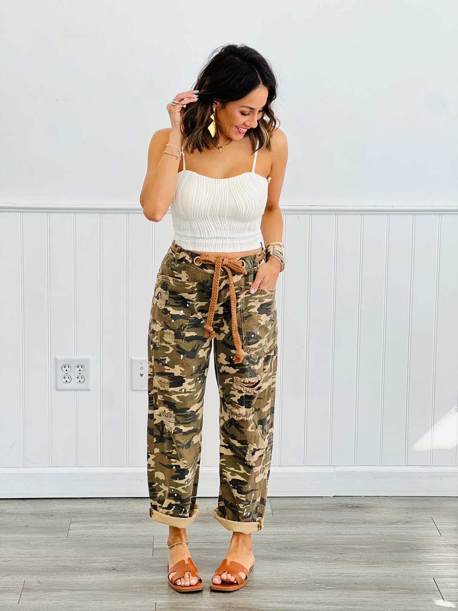 Oli & Hali Distressed Camo Pants (Reg.)-2 Colors