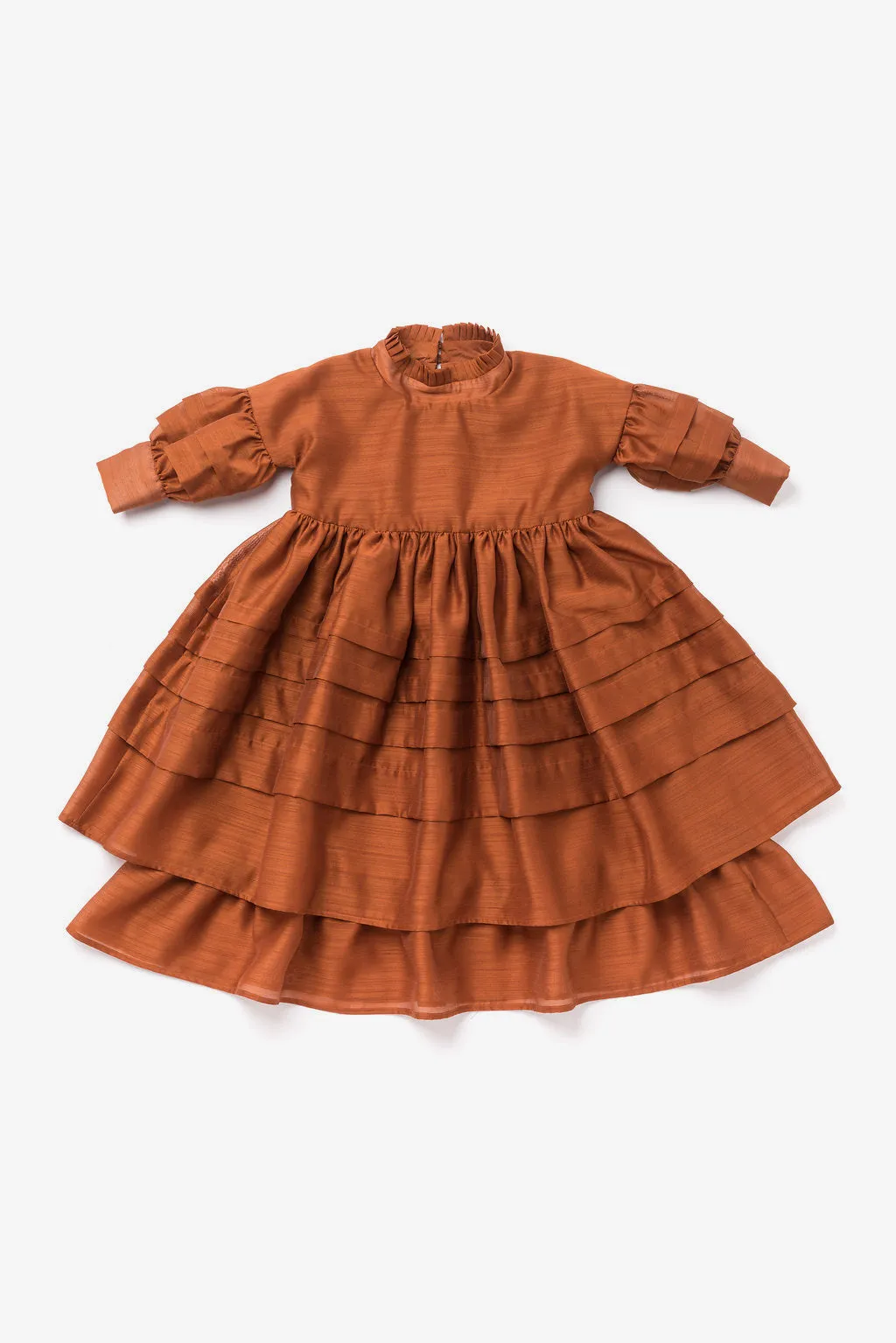 OMAMImini Layered Voile Girls Dress - Rust (Size 4 left)